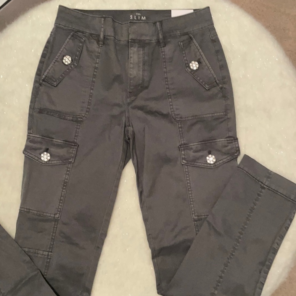NWT - WHBM The Slim Ankle Cargo w/Jeweled Buttons 4